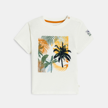 تي شيرت أبيض مطبوع عليه أشجار نخيل للولد الرضيع